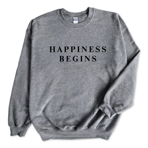 Happiness Begins Crewneck Sweatshirt