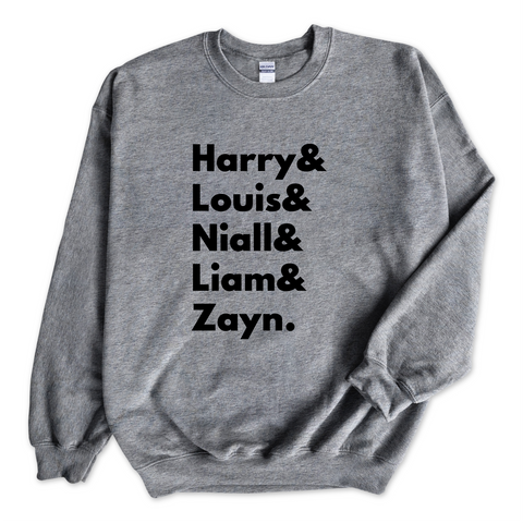 One Direction // Harry, Louis, Niall, Liam, & Zayn Crewneck Sweatshirt