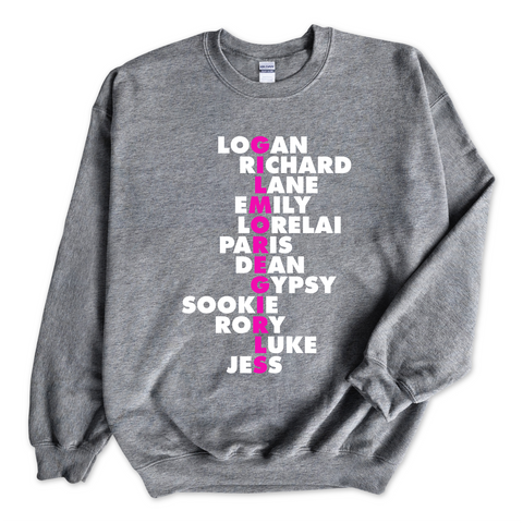 Gilmore Girls // Logan, Richard, Lane, Emily, Lorelai, Paris, Dean, Gypsy, Sookie, Rory, & Jess Crewneck Sweatshirt