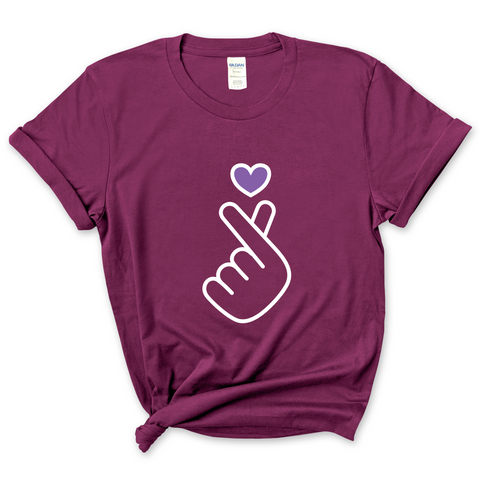 K-Pop Purple Heart Hand Snap T-Shirt