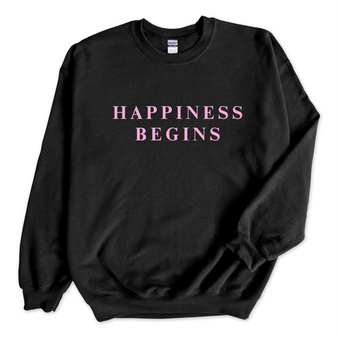 Happiness Begins Crewneck Sweatshirt