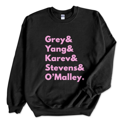 Grey's Anatomy // Grey, Yang, Karev, Stevens, & O'Malley Crewneck Sweatshirt