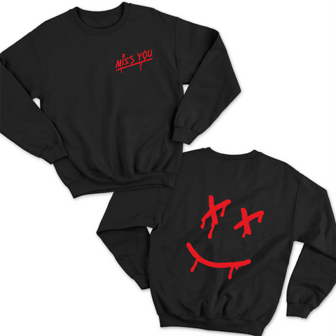 Miss You // Dripping Happy Face Crewneck Sweatshirt