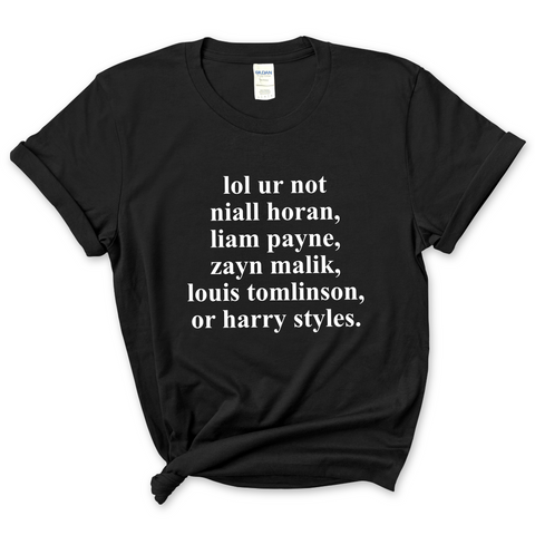 lol ur not niall horan, liam payne, zayn malik, louis tomlinson, or harry styles T-Shirt