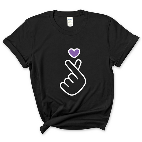 K-Pop Purple Heart Hand Snap T-Shirt