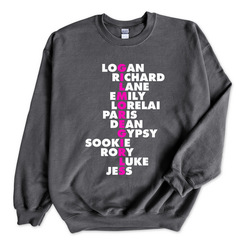 Gilmore Girls // Logan, Richard, Lane, Emily, Lorelai, Paris, Dean, Gypsy, Sookie, Rory, & Jess Crewneck Sweatshirt