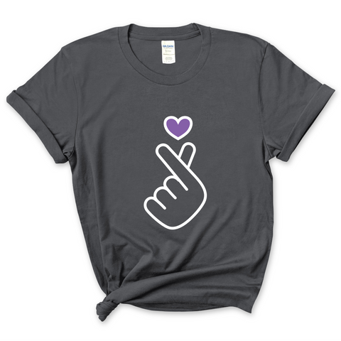 K-Pop Purple Heart Hand Snap T-Shirt