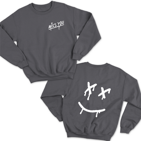 Miss You // Dripping Happy Face Crewneck Sweatshirt