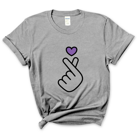 K-Pop Purple Heart Hand Snap T-Shirt