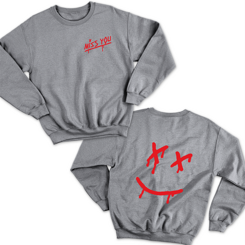 Miss You // Dripping Happy Face Crewneck Sweatshirt