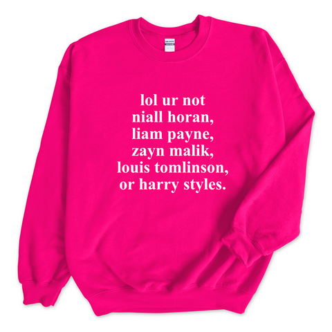 lol ur not harry styles, niall horan, liam payne, or louis tomlinson Crewneck Sweatshirt