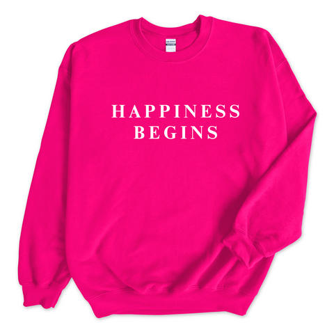 Happiness Begins Crewneck Sweatshirt