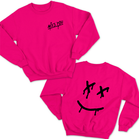 Miss You // Dripping Happy Face Crewneck Sweatshirt