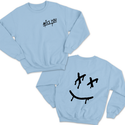 Miss You // Dripping Happy Face Crewneck Sweatshirt