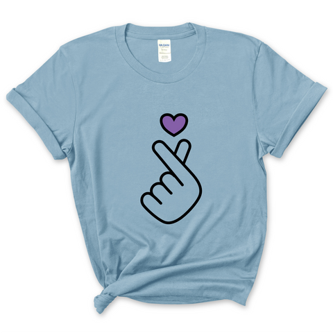 K-Pop Purple Heart Hand Snap T-Shirt