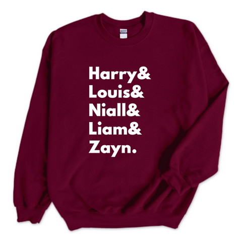 One Direction // Harry, Louis, Niall, Liam, & Zayn Crewneck Sweatshirt