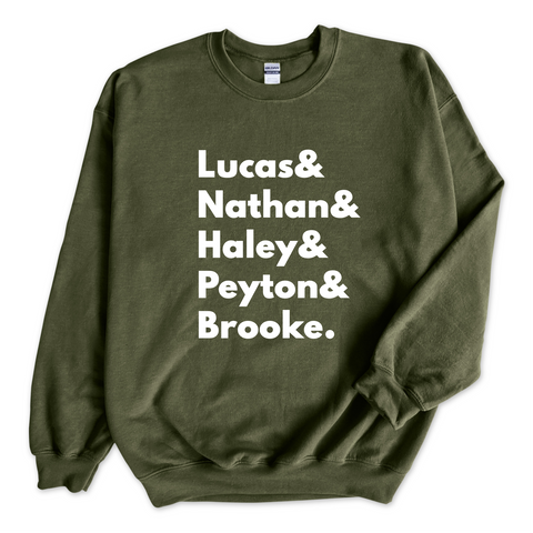 One Tree Hill // Lucas, Nathan, Haley, Peyton, & Brooke Crewneck Sweatshirt