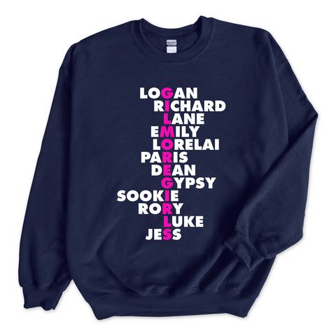 Gilmore Girls // Logan, Richard, Lane, Emily, Lorelai, Paris, Dean, Gypsy, Sookie, Rory, & Jess Crewneck Sweatshirt