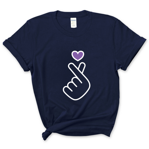 K-Pop Purple Heart Hand Snap T-Shirt