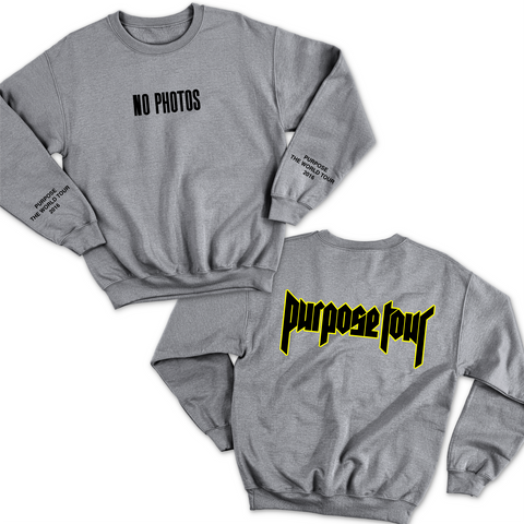 No Photos // Purpose The World Tour 2016 Crewneck Sweatshirt