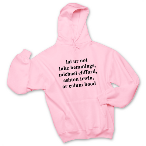 lol ur not luke hemmings, michael clifford, ashton irwin, or calum hood Hoodie