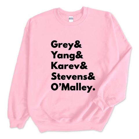 Grey's Anatomy // Grey, Yang, Karev, Stevens, & O'Malley Crewneck Sweatshirt