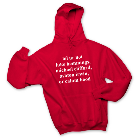 lol ur not luke hemmings, michael clifford, ashton irwin, or calum hood Hoodie
