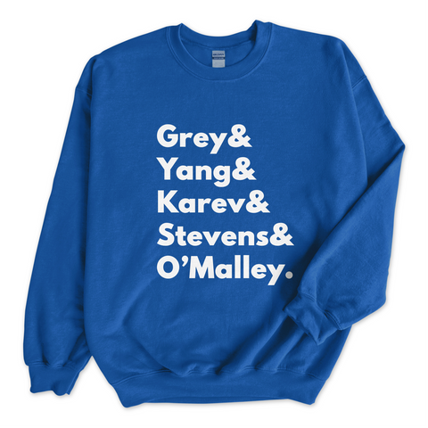 Grey's Anatomy // Grey, Yang, Karev, Stevens, & O'Malley Crewneck Sweatshirt