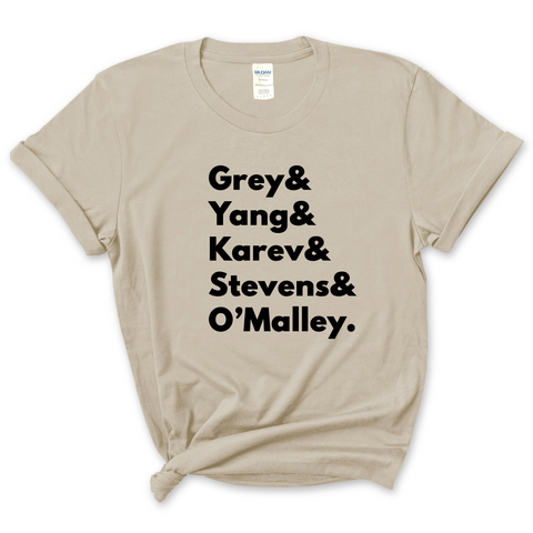 Grey's Anatomy // Grey, Yang, Karev, Stevens, & O'Malley T-Shirt