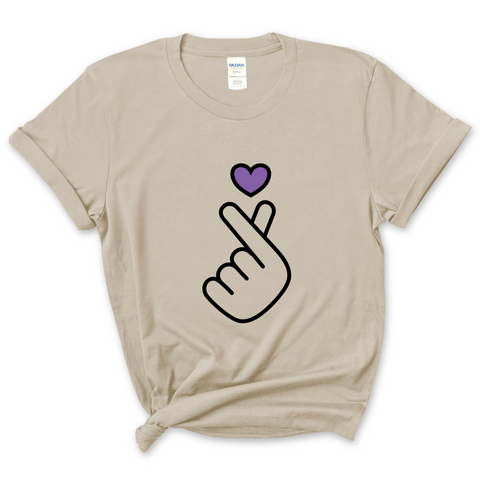 K-Pop Purple Heart Hand Snap T-Shirt