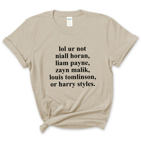 lol ur not niall horan, liam payne, zayn malik, louis tomlinson, or harry styles T-Shirt