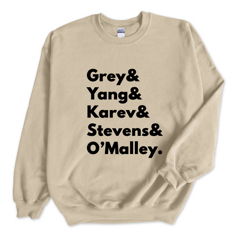 Grey's Anatomy // Grey, Yang, Karev, Stevens, & O'Malley Crewneck Sweatshirt