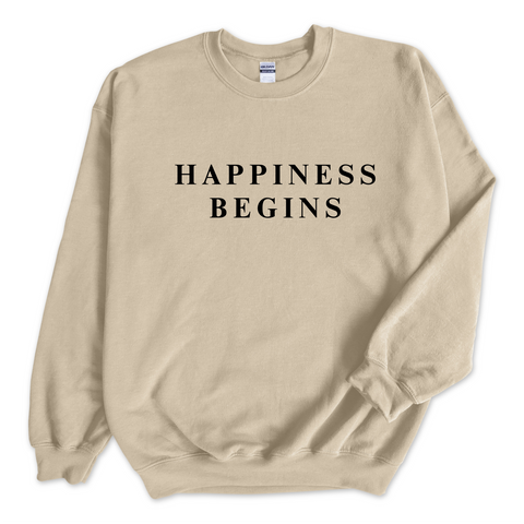 Happiness Begins Crewneck Sweatshirt