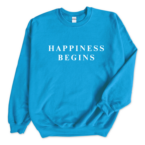 Happiness Begins Crewneck Sweatshirt