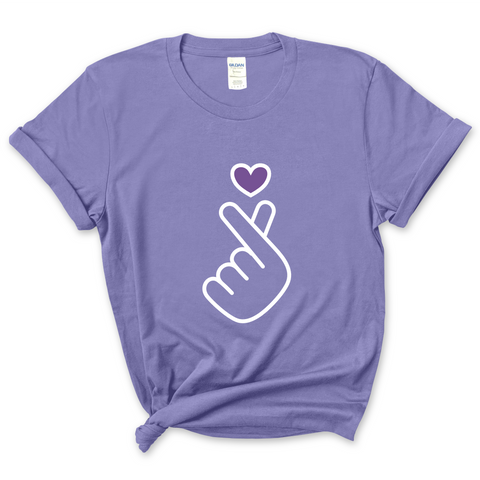 K-Pop Purple Heart Hand Snap T-Shirt