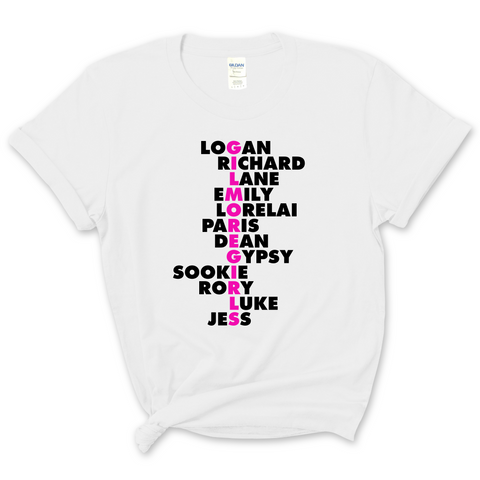 Gilmore Girls // Logan, Richard, Lane, Emily, Lorelai, Paris, Dean, Gypsy, Sookie, Rory, & Jess T-Shirt