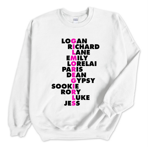 Gilmore Girls // Logan, Richard, Lane, Emily, Lorelai, Paris, Dean, Gypsy, Sookie, Rory, & Jess Crewneck Sweatshirt