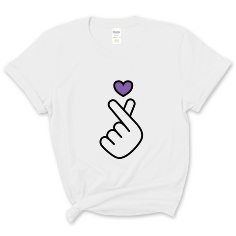 K-Pop Purple Heart Hand Snap T-Shirt