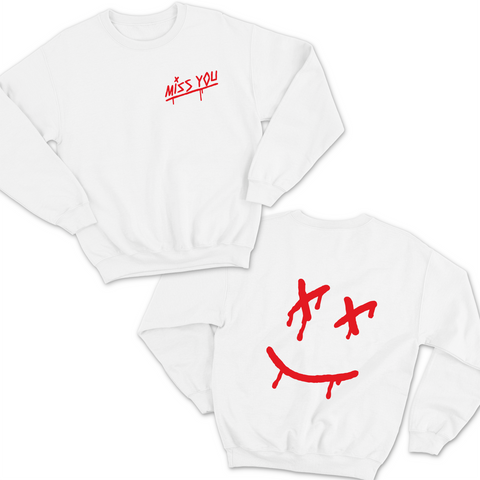 Miss You // Dripping Happy Face Crewneck Sweatshirt