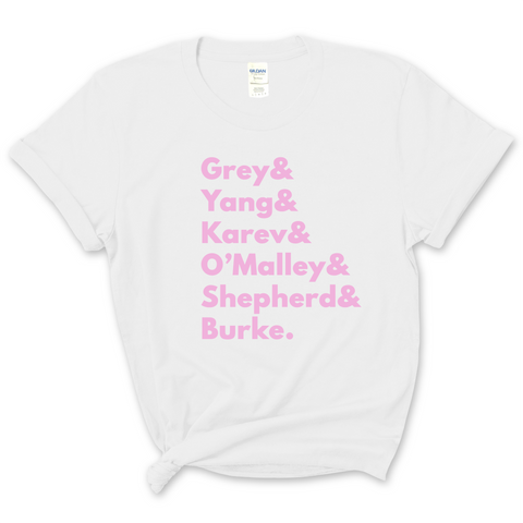 Grey's Anatomy // Grey, Yang, Karev, Stevens, O'Malley, Shepherd, & Burke T-Shirt