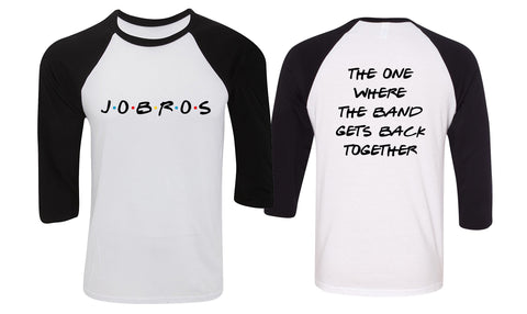 Jonas Brothers "JoBros // The One Where The Band Gets Back Together - Front & Back" Baseball Tee