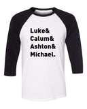 5SOS 5 Seconds of Summer "Luke & Calum & Ashton & Michael." Baseball Tee