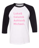 5SOS 5 Seconds of Summer "Luke & Calum & Ashton & Michael." Baseball Tee