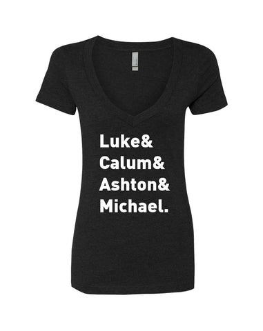 5SOS 5 Seconds of Summer "Luke & Calum & Ashton & Michael." V-Neck T-Shirt