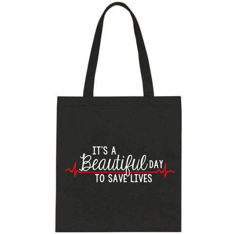 Grey's Anatomy "It's a Beautiful Day to Save Lives" Tote Bag