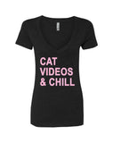 Cat Videos & Chill V-Neck T-Shirt