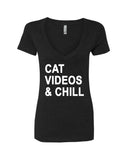 Cat Videos & Chill V-Neck T-Shirt