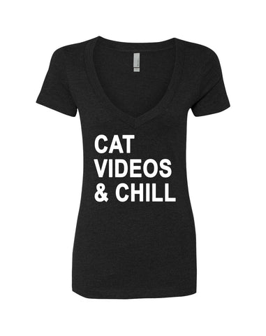 Cat Videos & Chill V-Neck T-Shirt