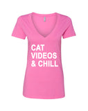 Cat Videos & Chill V-Neck T-Shirt