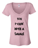 Demi Lovato "Sorry Not Sorry / You F*ckin' With a Savage" Women's V-Neck T-Shirt